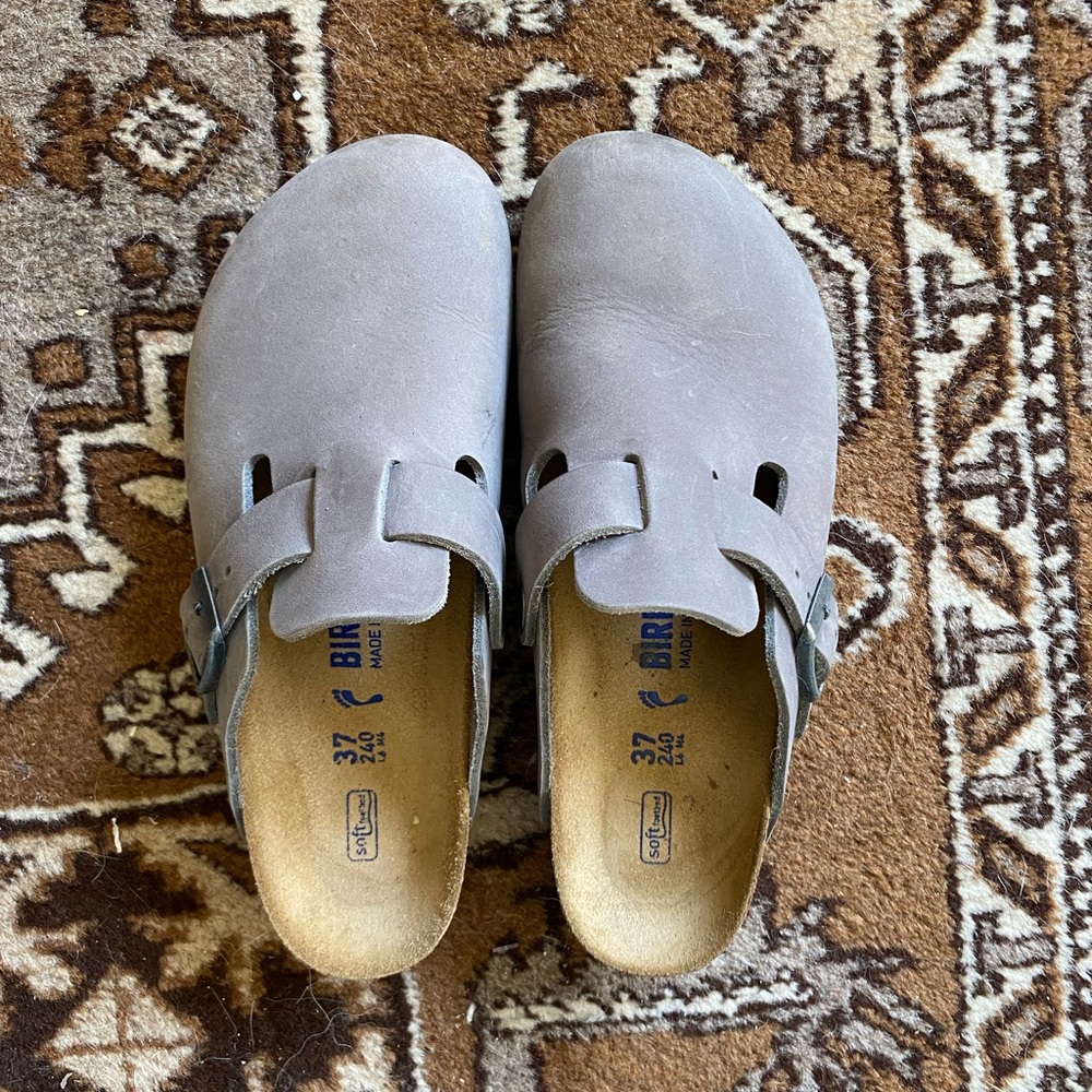 Grey leather Birkenstock